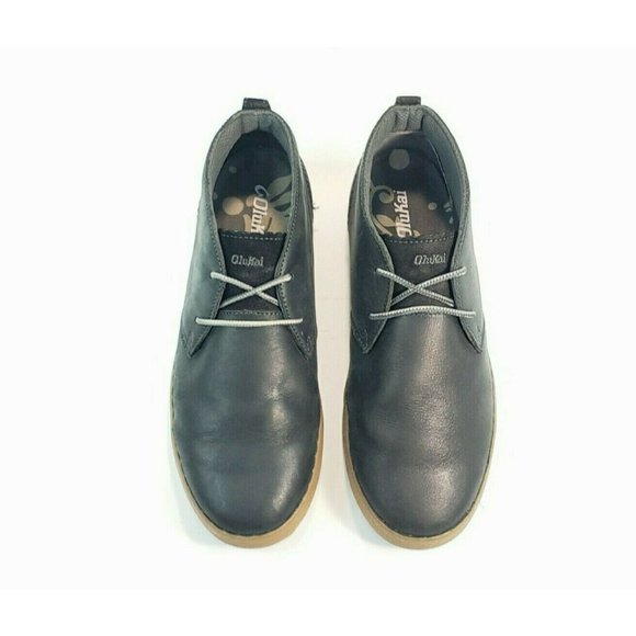 Olukai Kupono Chukka Ankle Boots Lace Up Blue Leat